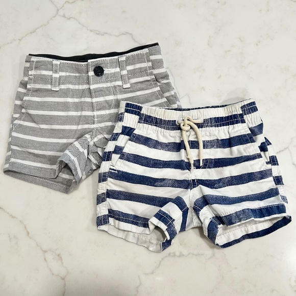 Baby GAP - Boy - Set of 2 Pull-on Shorts - 3-6M - Navy & Grey - Striped - Clean! - Picture 1 of 10